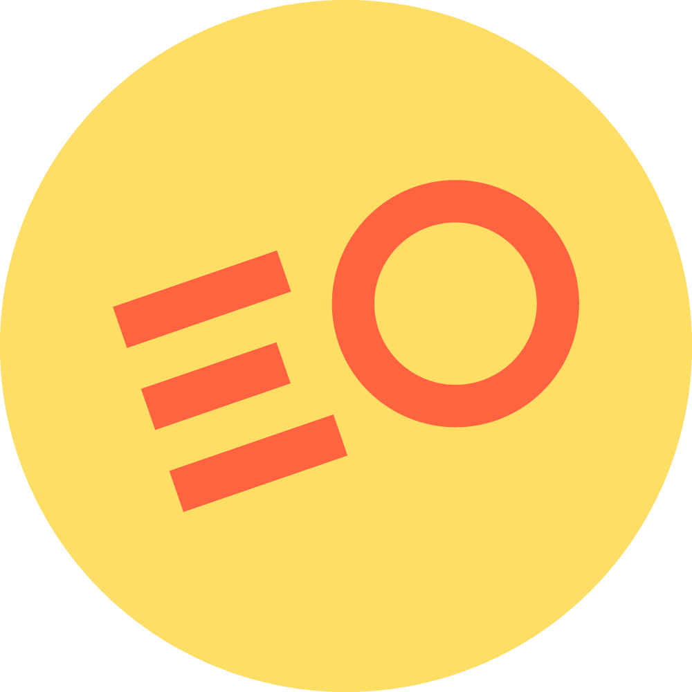 Gul sirkel, oransje symbol