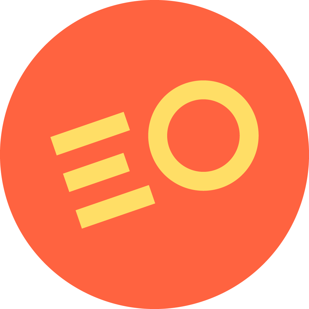 Oransje sirkel, gult symbol